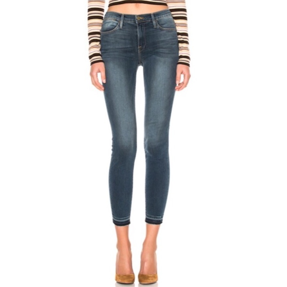 Frame Le High Skinny Jeans in‎ Merrick wash released hem cropped